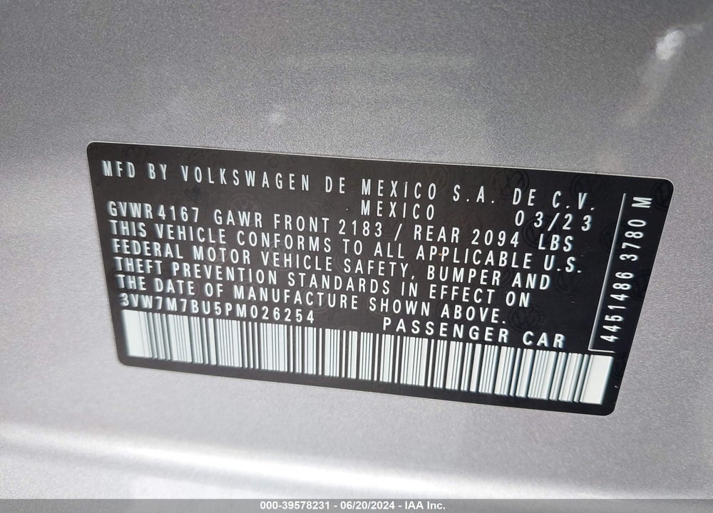 2023 VOLKSWAGEN JETTA 1.5T SE VIN: 3VW7M7BU5PM026254