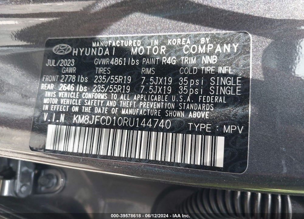 2024 HYUNDAI TUCSON HYBRID N LINE VIN: KM8JFCD10RU144740