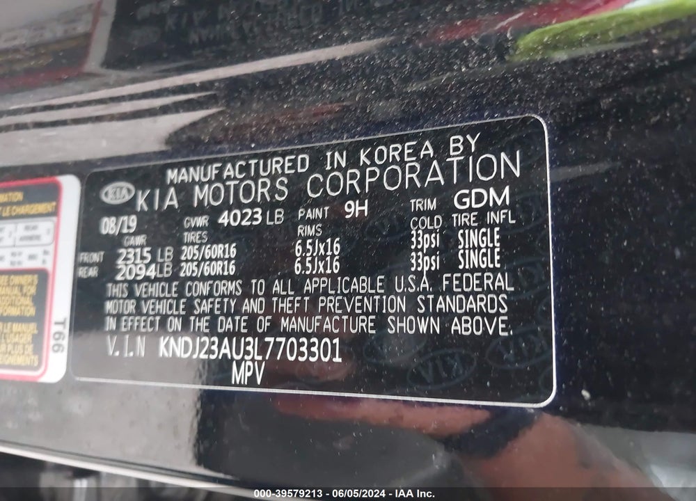 2020 KIA SOUL LX VIN: KNDJ23AU3L7703301