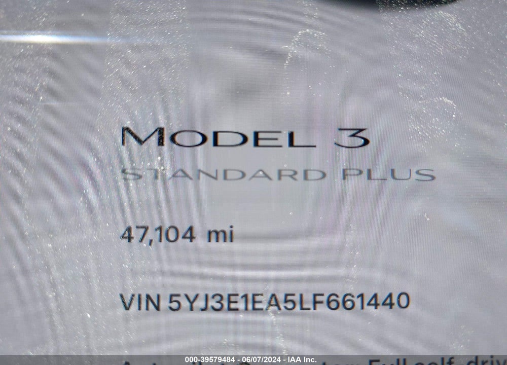 2020 TESLA MODEL 3 VIN: 5YJ3E1EA5LF661440