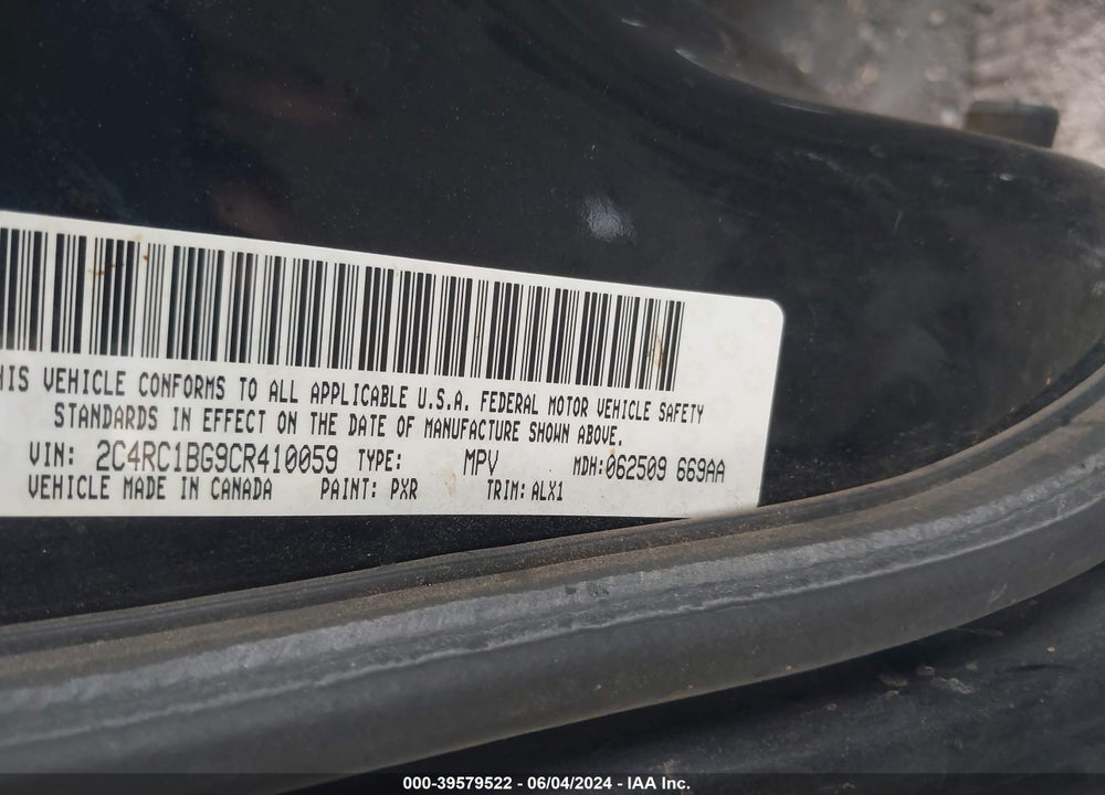 2012 CHRYSLER TOWN & COUNTRY TOURING VIN: 2C4RC1BG9CR410059