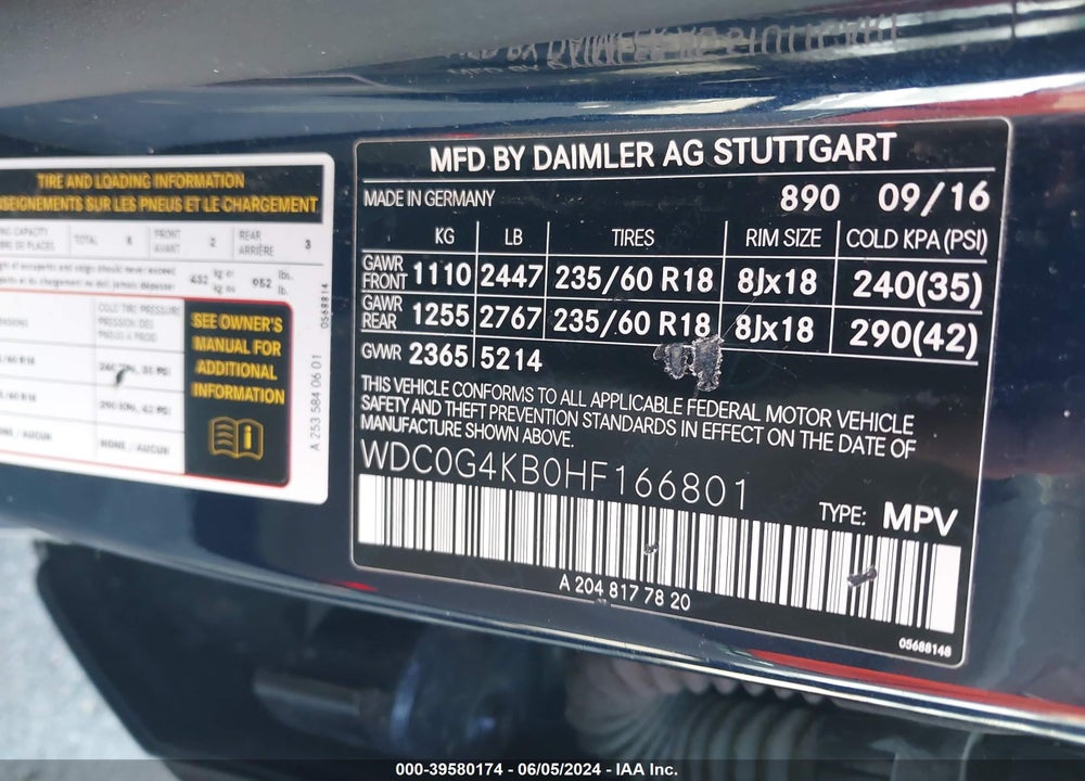 2017 MERCEDES-BENZ GLC 300 4MATIC VIN: WDC0G4KB0HF166801