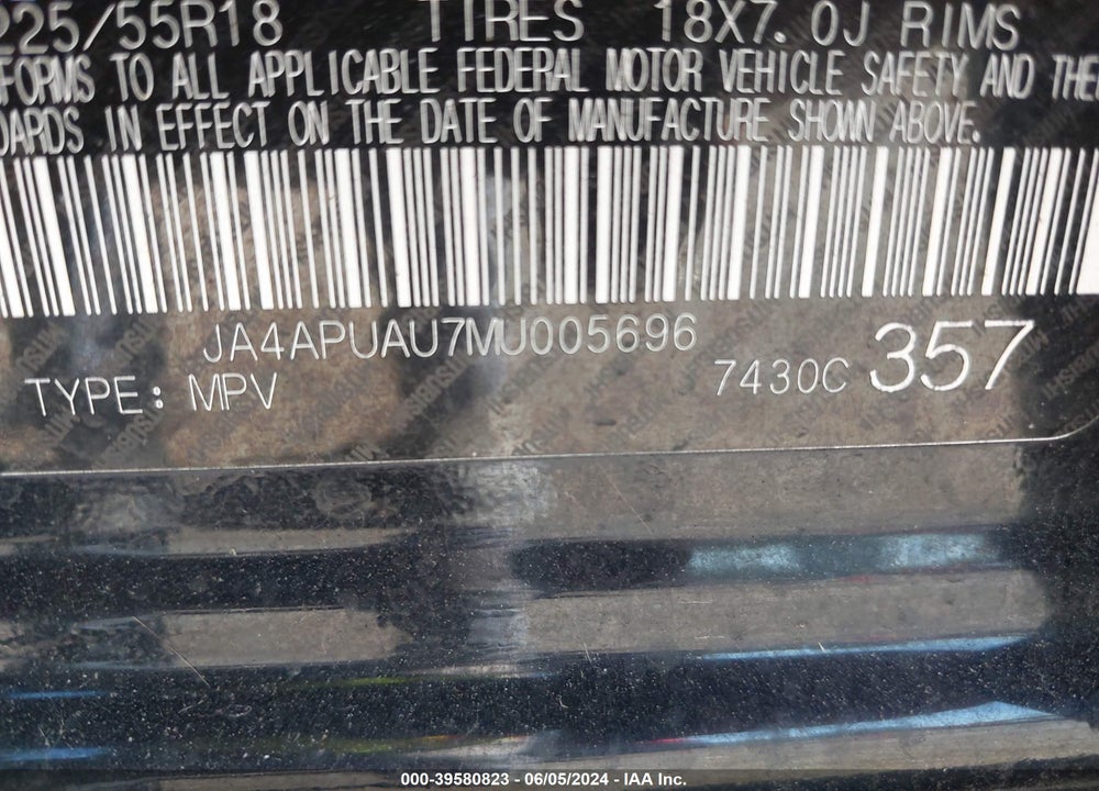 2021 MITSUBISHI OUTLANDER SPORT 2.0 BE 2WD/2.0 ES 2WD/2.0 LE 2WD/2.0 S 2WD VIN: JA4APUAU7MU005696