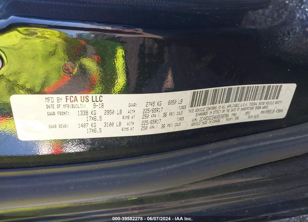 2019 DODGE GRAND CARAVAN SXT VIN: 2C4RDGCG4KR530784