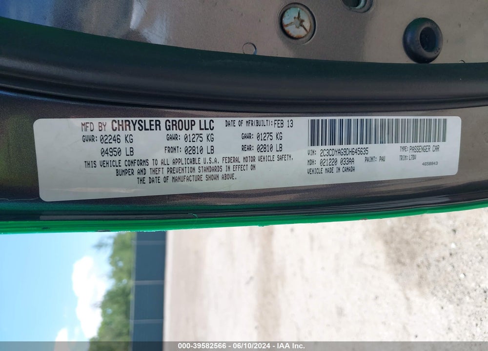 2013 DODGE CHALLENGER SXT VIN: 2C3CDYAG9DH645635