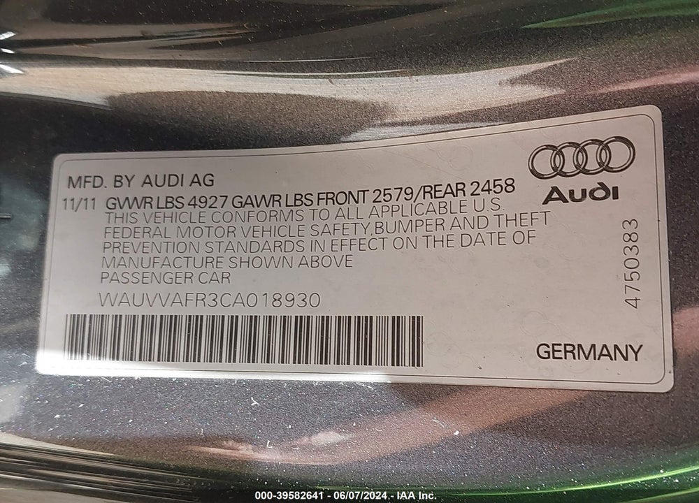 2012 AUDI S5 4.2 SPECIAL EDITION VIN: WAUVVAFR3CA018930