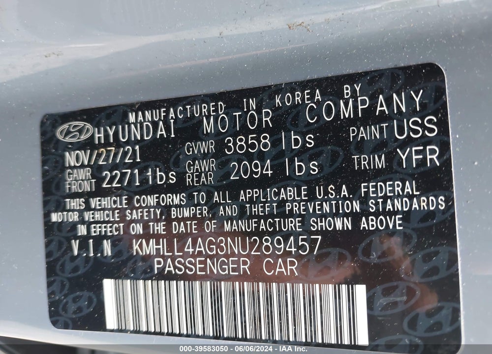 2022 HYUNDAI ELANTRA SE VIN: KMHLL4AG3NU289457