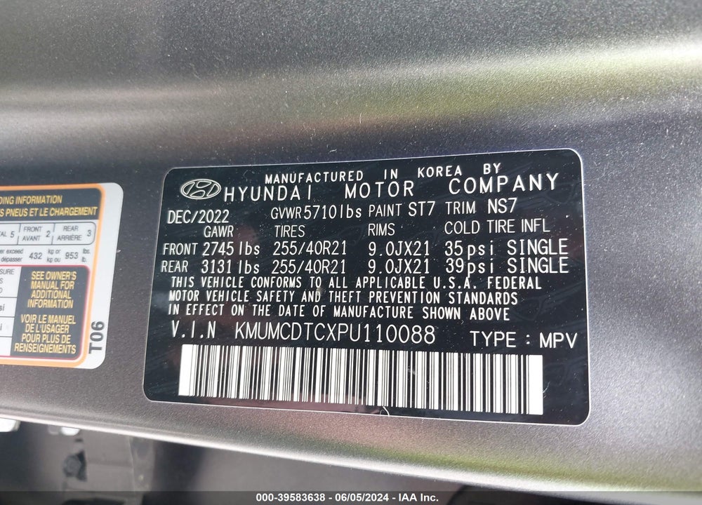 2023 GENESIS GV70 3.5T AWD SPORT VIN: KMUMCDTCXPU110088