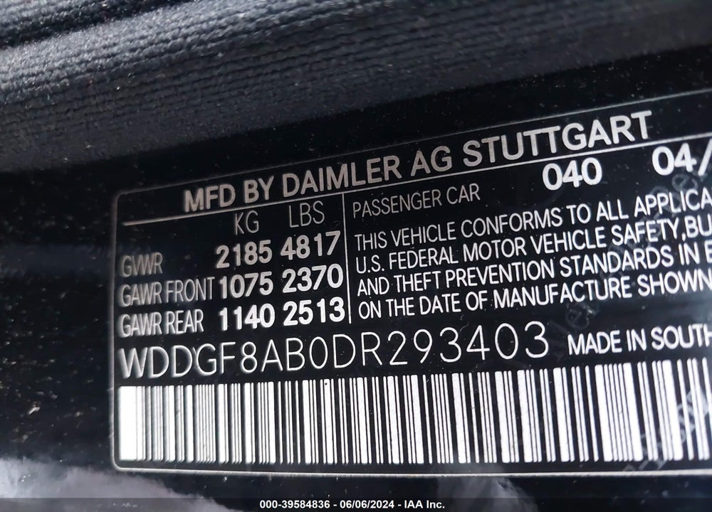 2013 MERCEDES-BENZ C 300 VIN: WDDGF8AB0DR293403