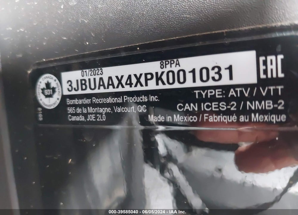 2023 CAN-AM DEFENDER MAX X MR HD10 VIN: 3JBUAAX4XPK001031