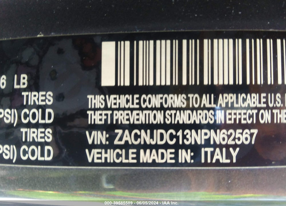 2022 JEEP RENEGADE TRAILHAWK 4X4 VIN: ZACNJDC13NPN62567