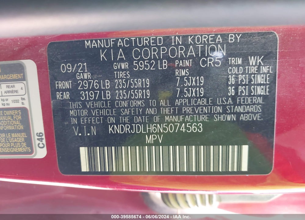 2022 KIA SORENTO PLUG-IN HYBRID SX VIN: KNDRJDLH6N5074563