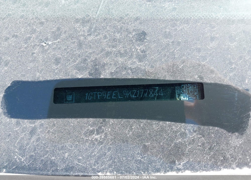 2019 GMC SIERRA 1500 AT4 VIN: 1GTP9EEL9KZ177844