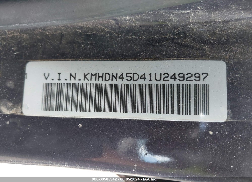 2001 HYUNDAI ELANTRA GLS VIN: KMHDN45D41U249297