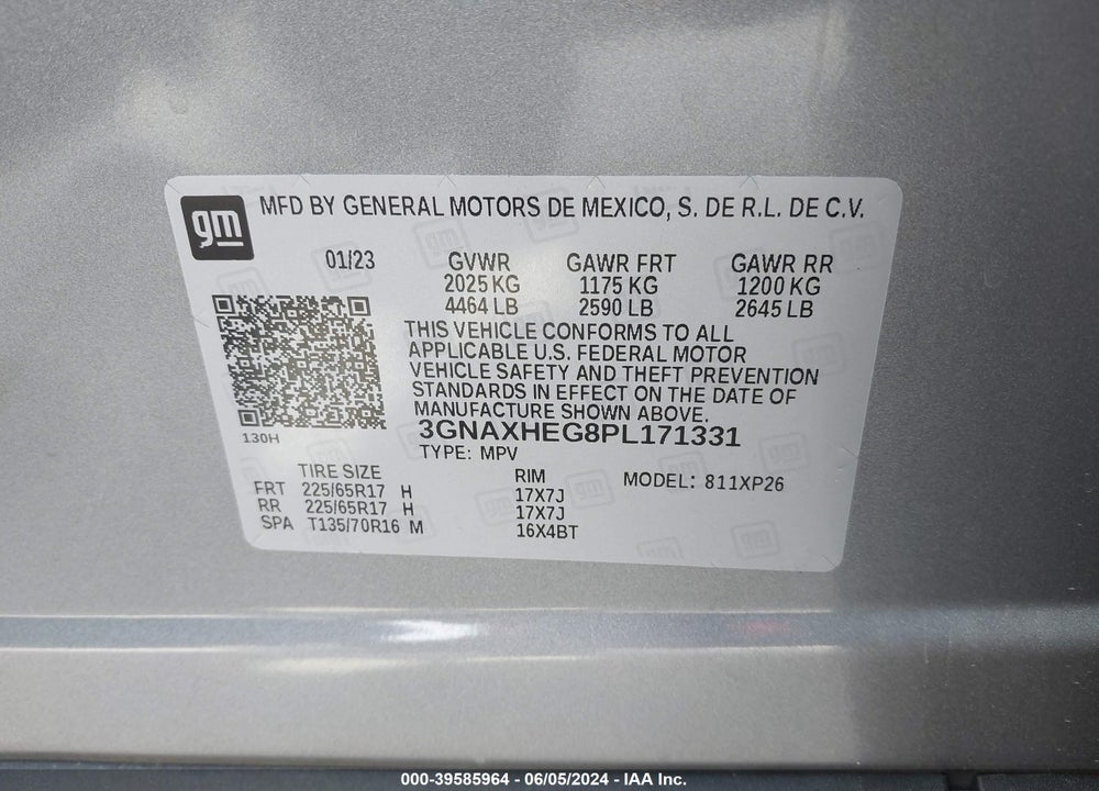 2023 CHEVROLET EQUINOX FWD LS VIN: 3GNAXHEG8PL171331