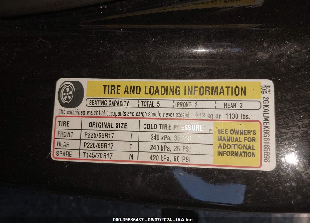 2016 GMC TERRAIN SLE-1 VIN: 2GKALMEK8G6165698