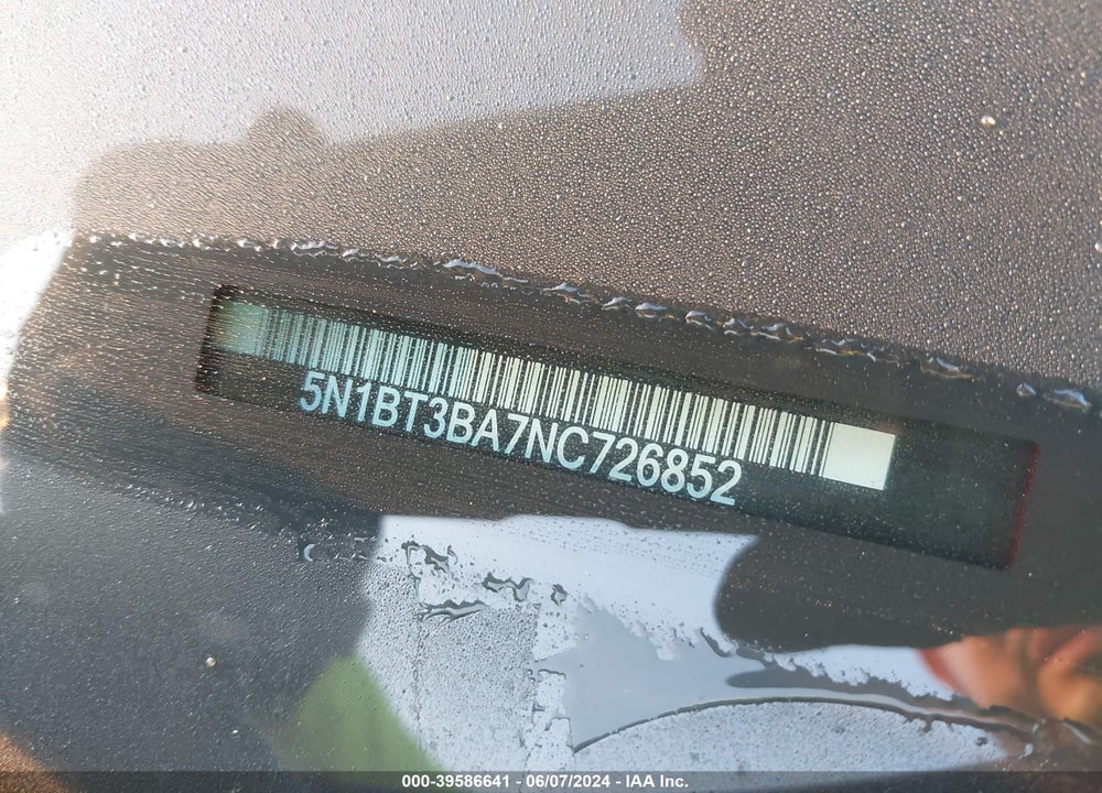2022 NISSAN ROGUE SV FWD VIN: 5N1BT3BA7NC726852