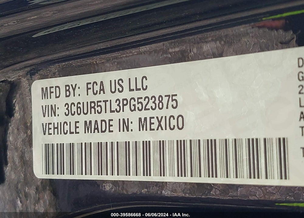 2023 RAM 2500 LIMITED MEGA CAB 4X4 6'4 BOX VIN: 3C6UR5TL3PG523875