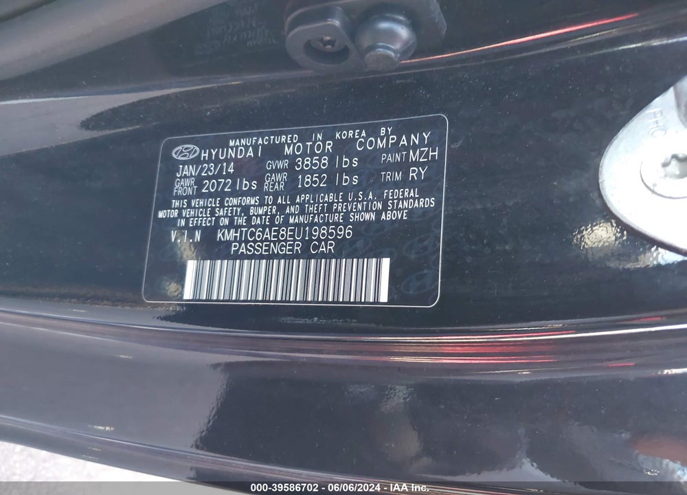 2014 HYUNDAI VELOSTER TURBO R-SPEC VIN: KMHTC6AE8EU198596
