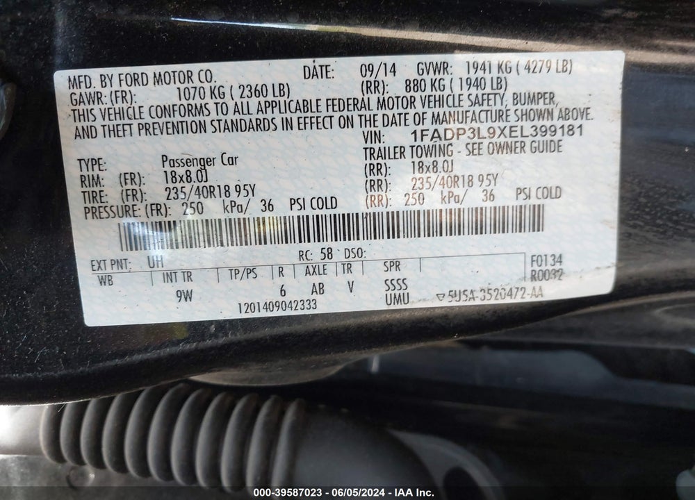 2014 FORD FOCUS ST VIN: 1FADP3L9XEL399181