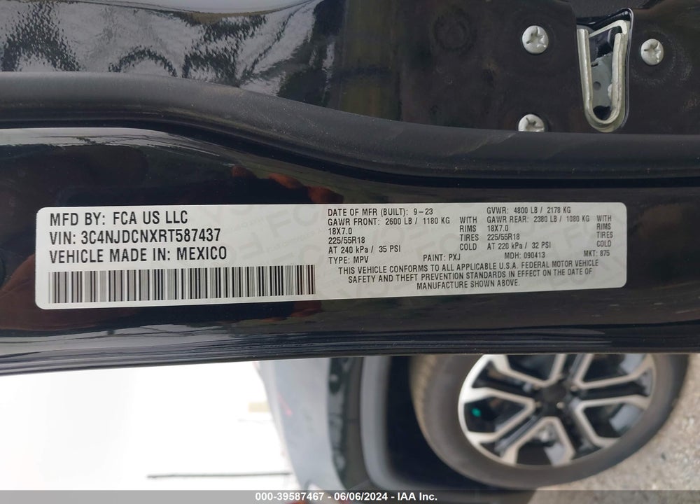 2024 JEEP COMPASS LIMITED 4X4 VIN: 3C4NJDCNXRT587437