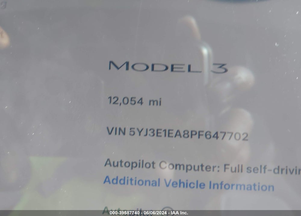 2023 TESLA MODEL 3 REAR-WHEEL DRIVE VIN: 5YJ3E1EA8PF647702