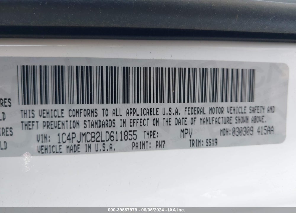 2020 JEEP CHEROKEE LATITUDE 4X4 VIN: 1C4PJMCB2LD611855