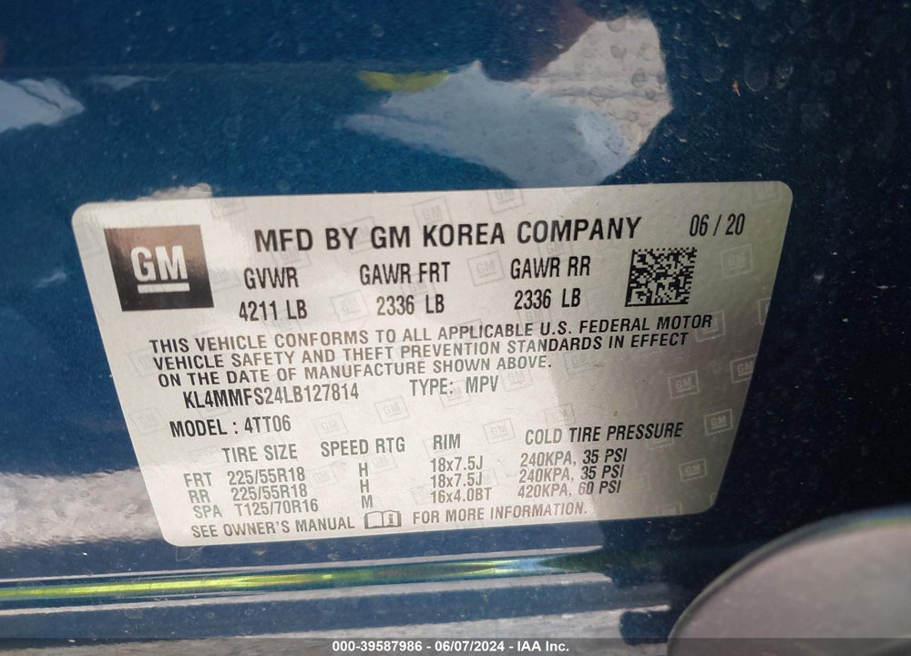 2020 BUICK ENCORE GX FWD ESSENCE VIN: KL4MMFS24LB127814