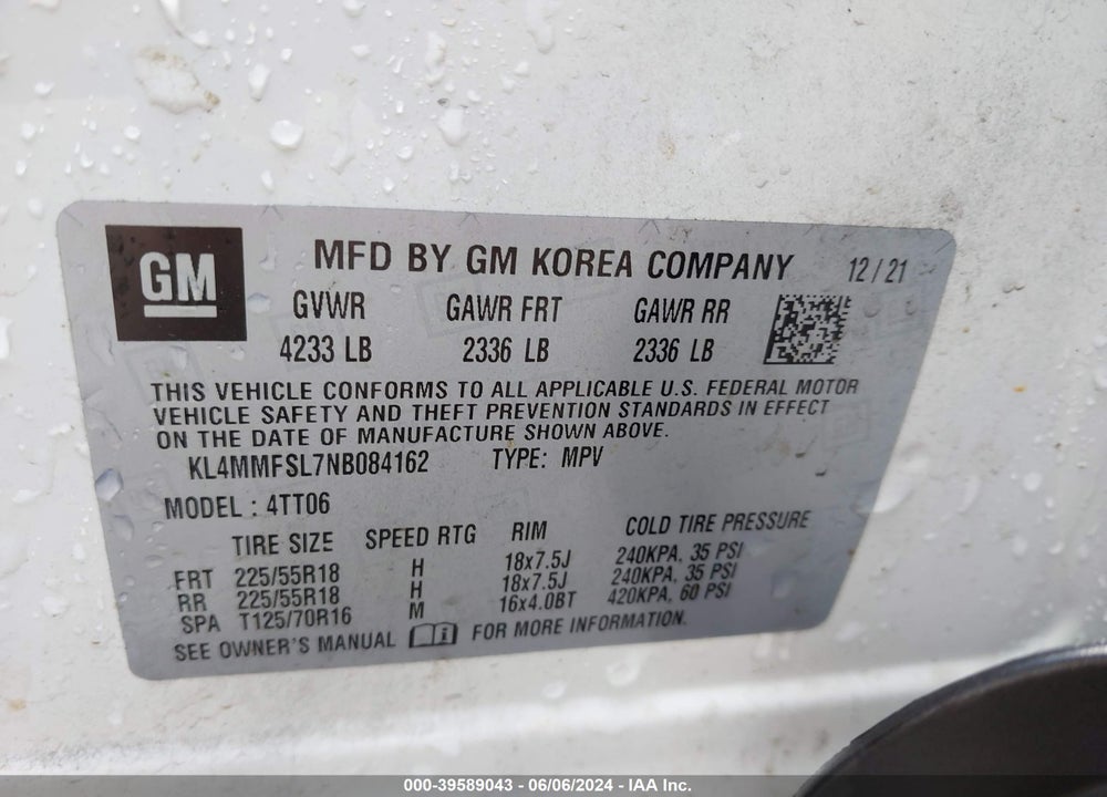2022 BUICK ENCORE GX FWD ESSENCE VIN: KL4MMFSL7NB084162