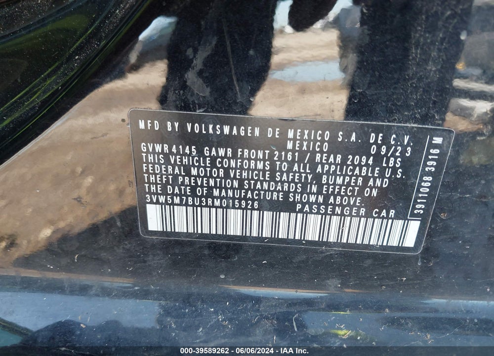2024 VOLKSWAGEN JETTA 1.5T S VIN: 3VW5M7BU3RM015926