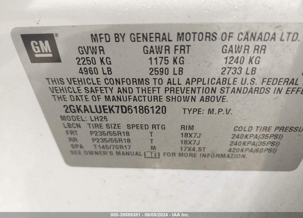 2013 GMC TERRAIN SLT-1 VIN: 2GKALUEK7D6186120