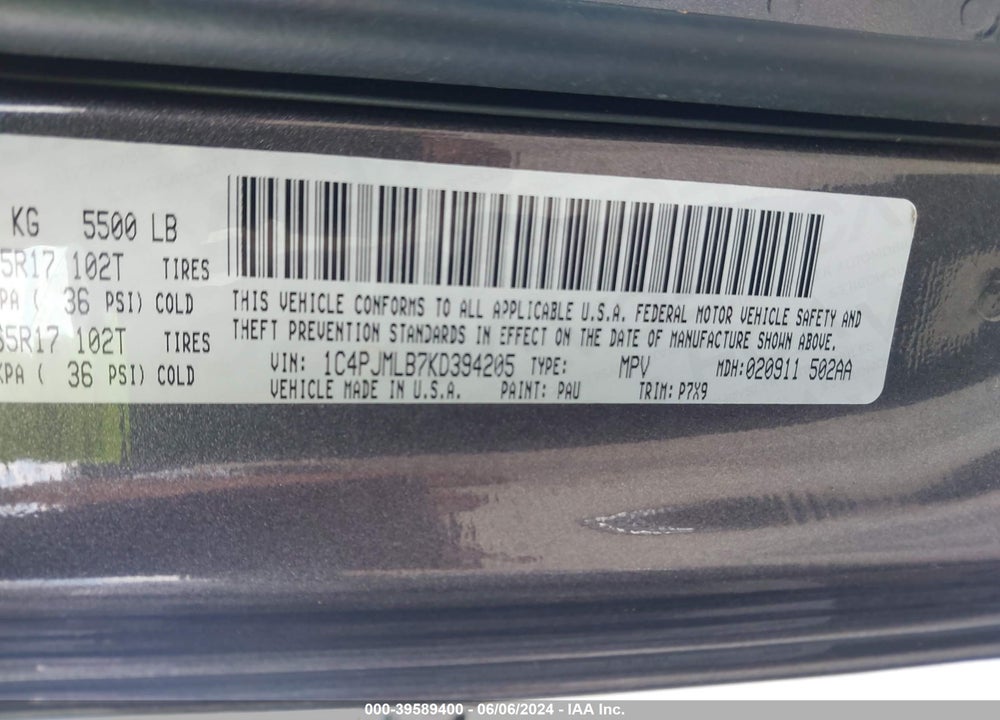 2019 JEEP CHEROKEE LATITUDE PLUS 4X4 VIN: 1C4PJMLB7KD394205