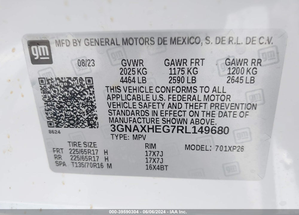 2024 CHEVROLET EQUINOX FWD LS VIN: 3GNAXHEG7RL149680