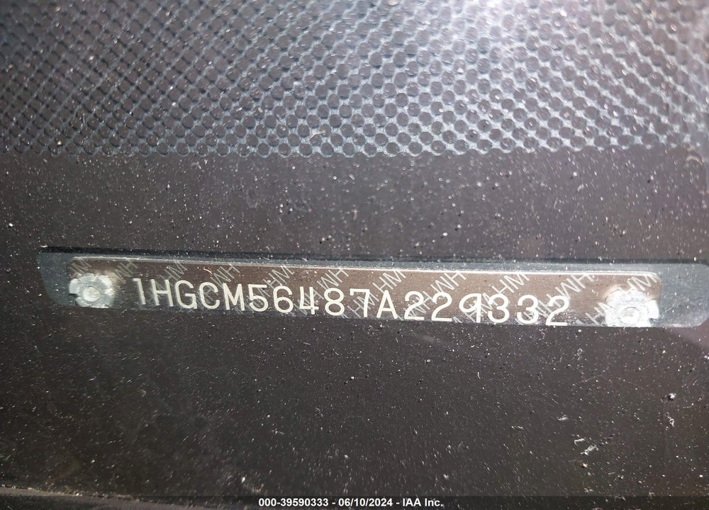 2007 HONDA ACCORD 2.4 LX VIN: 1HGCM56487A229332