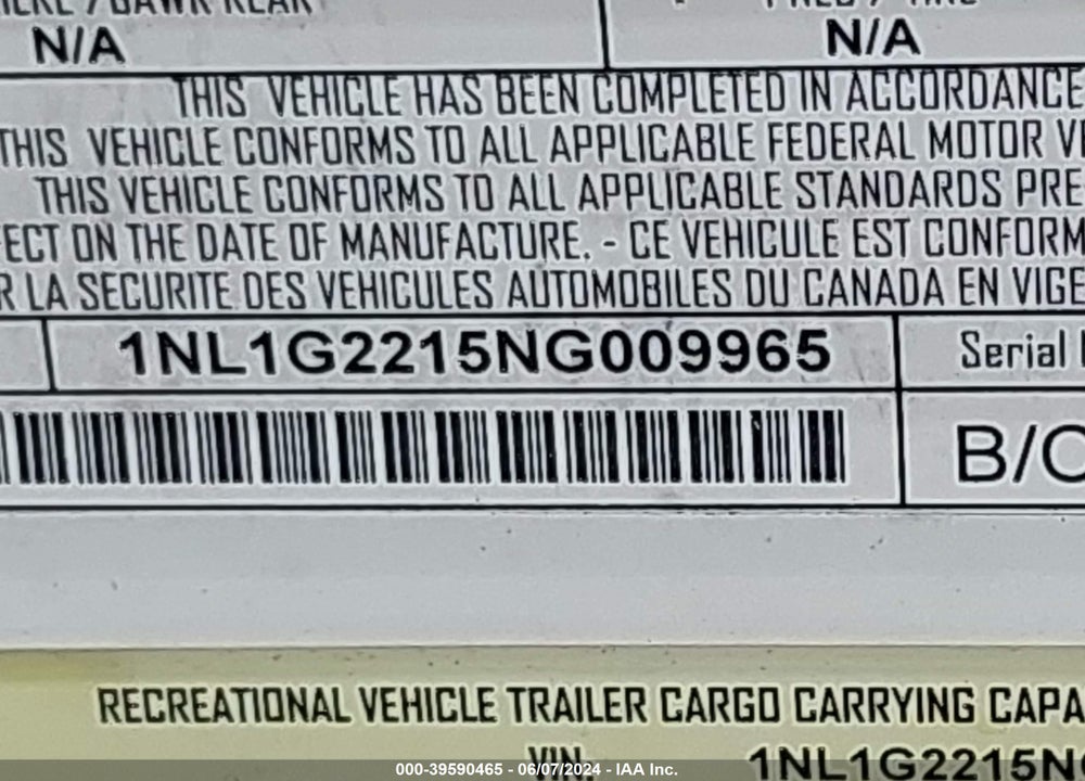 2022 GULFSTREAM KING  CT TRAVEL TRAILER VIN: 1NL1G2215NG009965