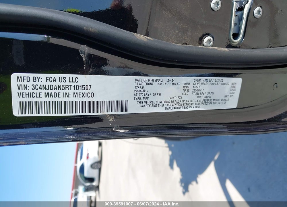 2024 JEEP COMPASS SPORT 4X4 VIN: 3C4NJDAN5RT101507