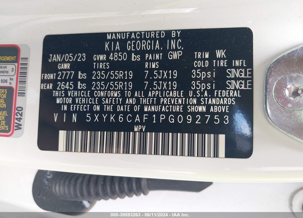 2023 KIA SPORTAGE X LINE VIN: 5XYK6CAF1PG092753