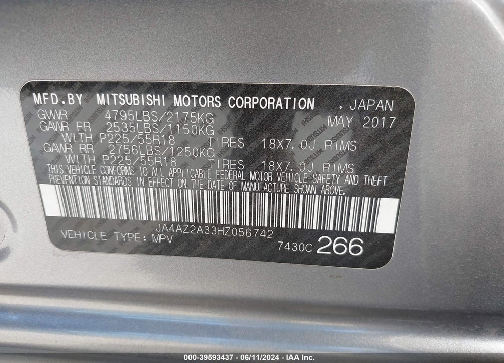 2017 MITSUBISHI OUTLANDER ES VIN: JA4AZ2A33HZ056742