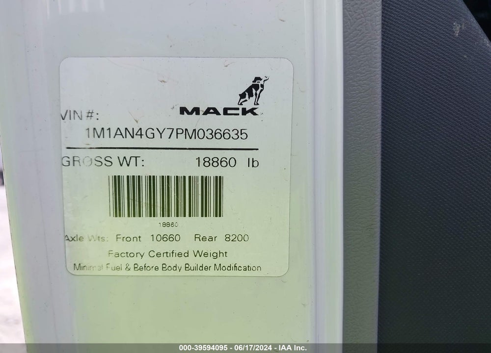 2023 MACK ANTHEM VIN: 1M1AN4GY7PM036635
