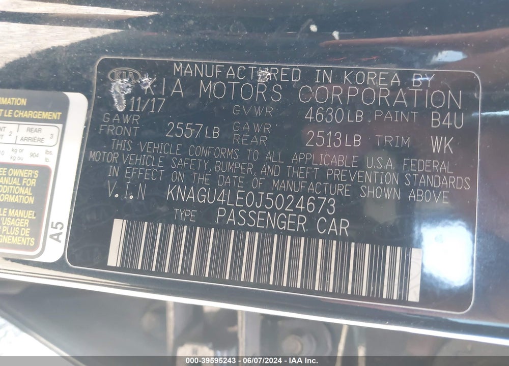 2018 KIA OPTIMA HYBRID EX VIN: KNAGU4LE0J5024673