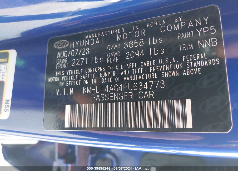2023 HYUNDAI ELANTRA SE VIN: KMHLL4AG4PU634773