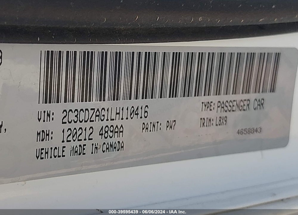 2020 DODGE CHALLENGER SXT VIN: 2C3CDZAG1LH110416