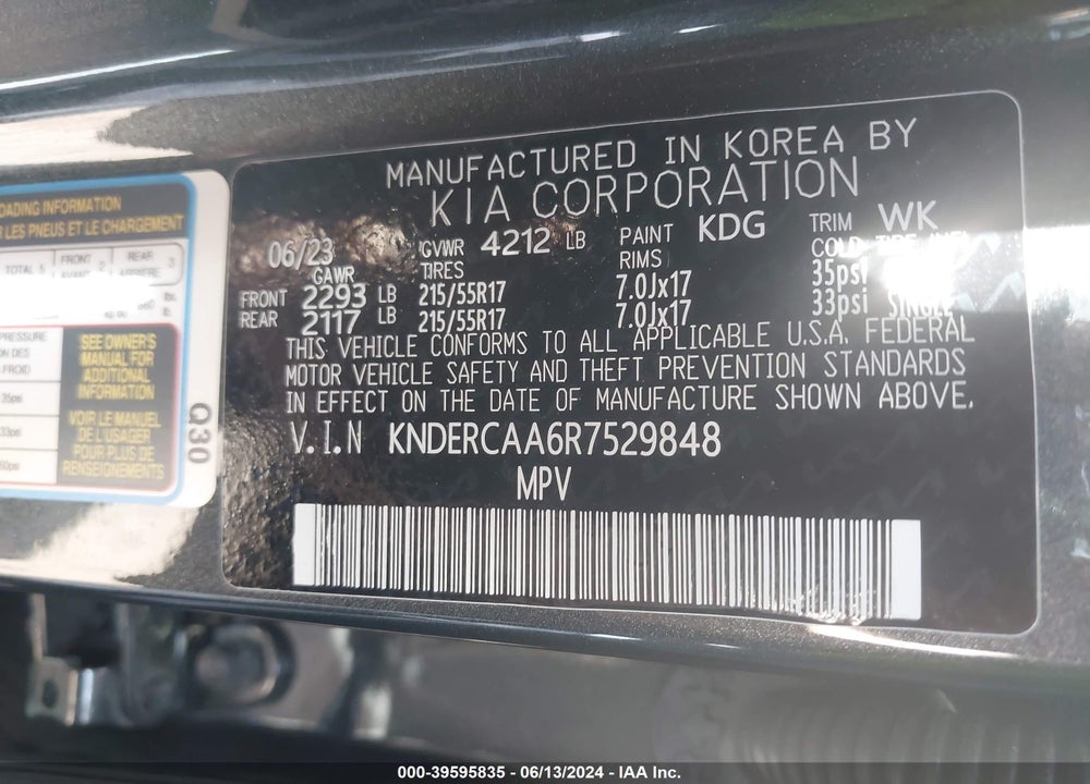 2024 KIA SELTOS EX VIN: KNDERCAA6R7529848