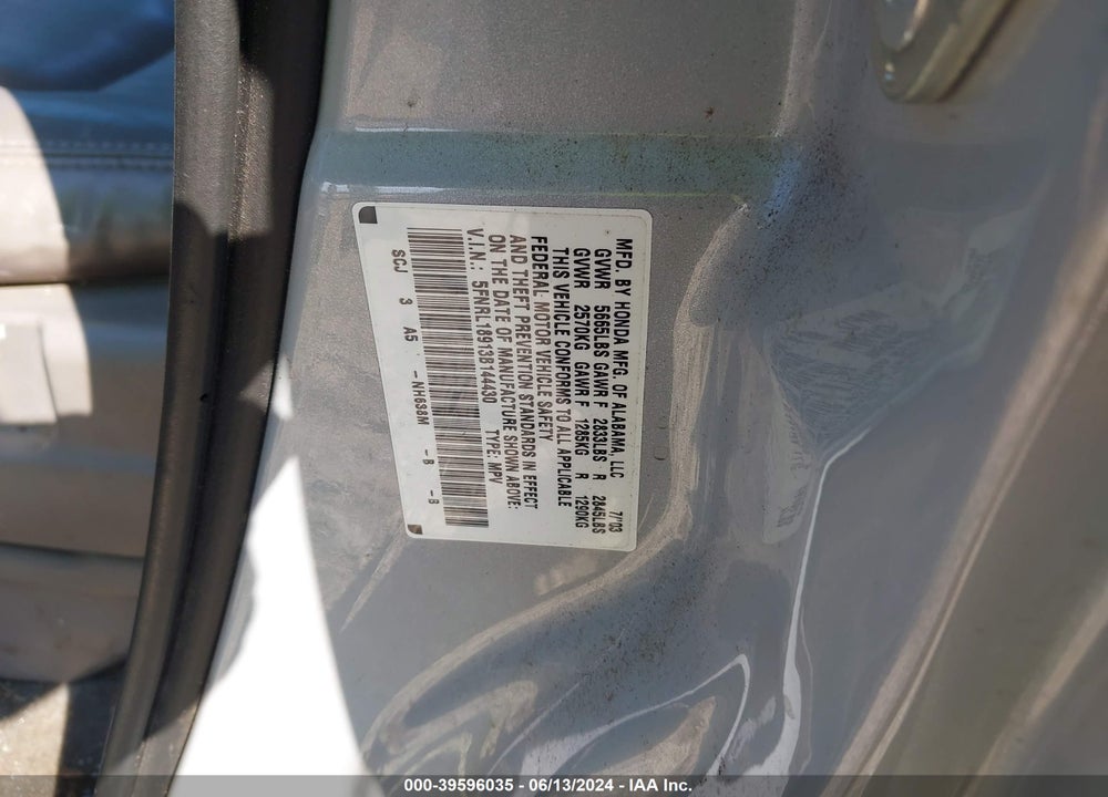2003 HONDA ODYSSEY EX-L VIN: 5FNRL18913B144430