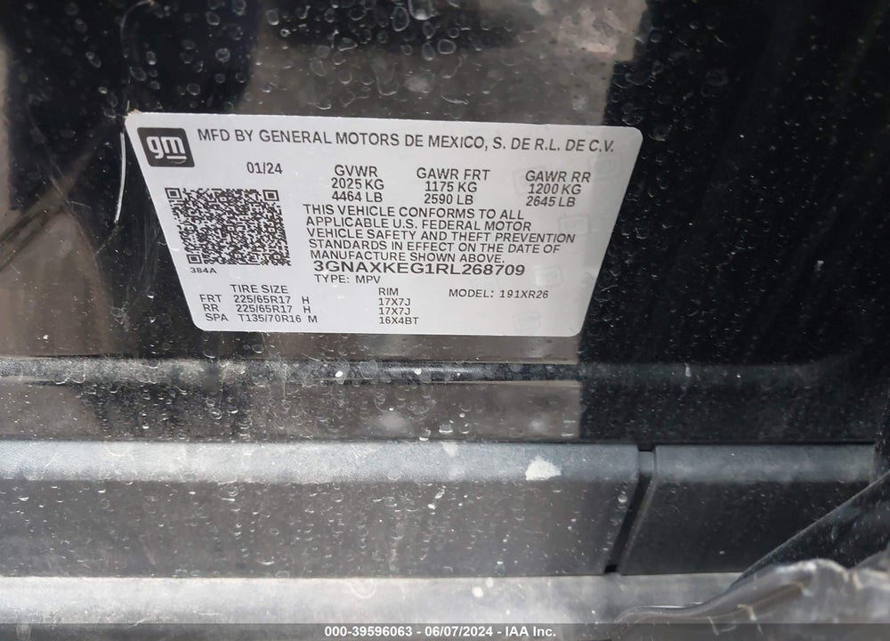 2024 CHEVROLET EQUINOX FWD LT VIN: 3GNAXKEG1RL268709