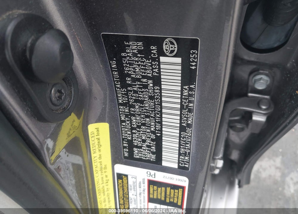 2016 TOYOTA CAMRY LE VIN: 4T1BF1FK7GU153589