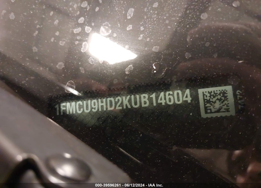 2019 FORD ESCAPE SEL VIN: 1FMCU9HD2KUB14604