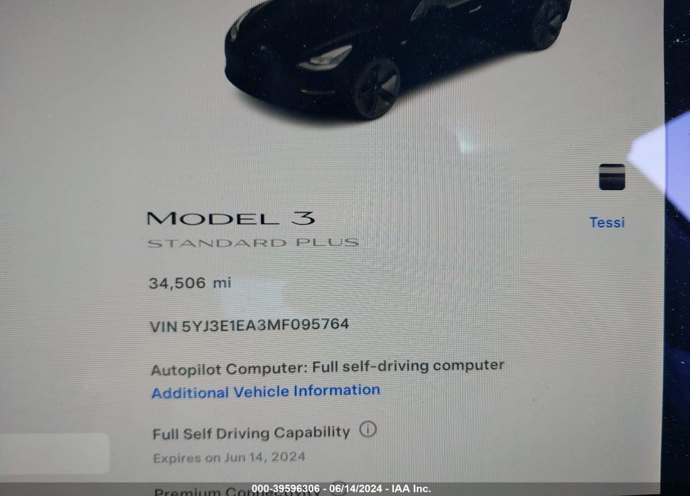 2021 TESLA MODEL 3 VIN: 5YJ3E1EA3MF095764