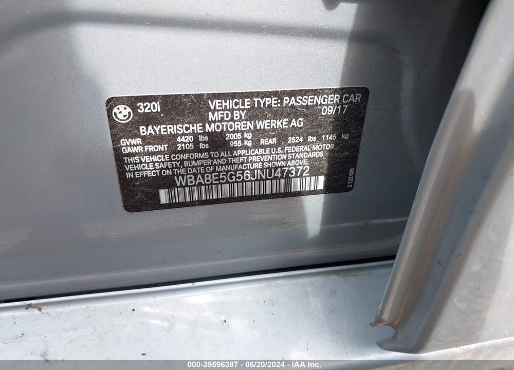 2018 BMW 320I XDRIVE VIN: WBA8E5G56JNU47372