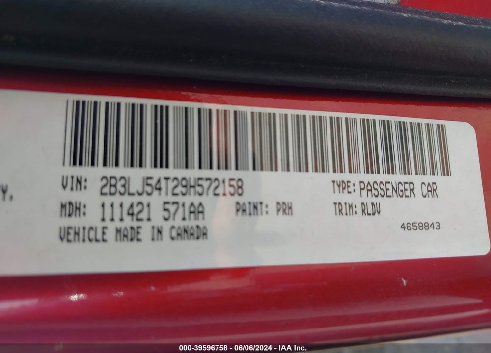 2009 DODGE CHALLENGER R/T VIN: 2B3LJ54T29H572158